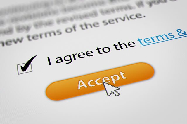 Mouse Cursor Clicking Accept for Terms and Conditions Agreement