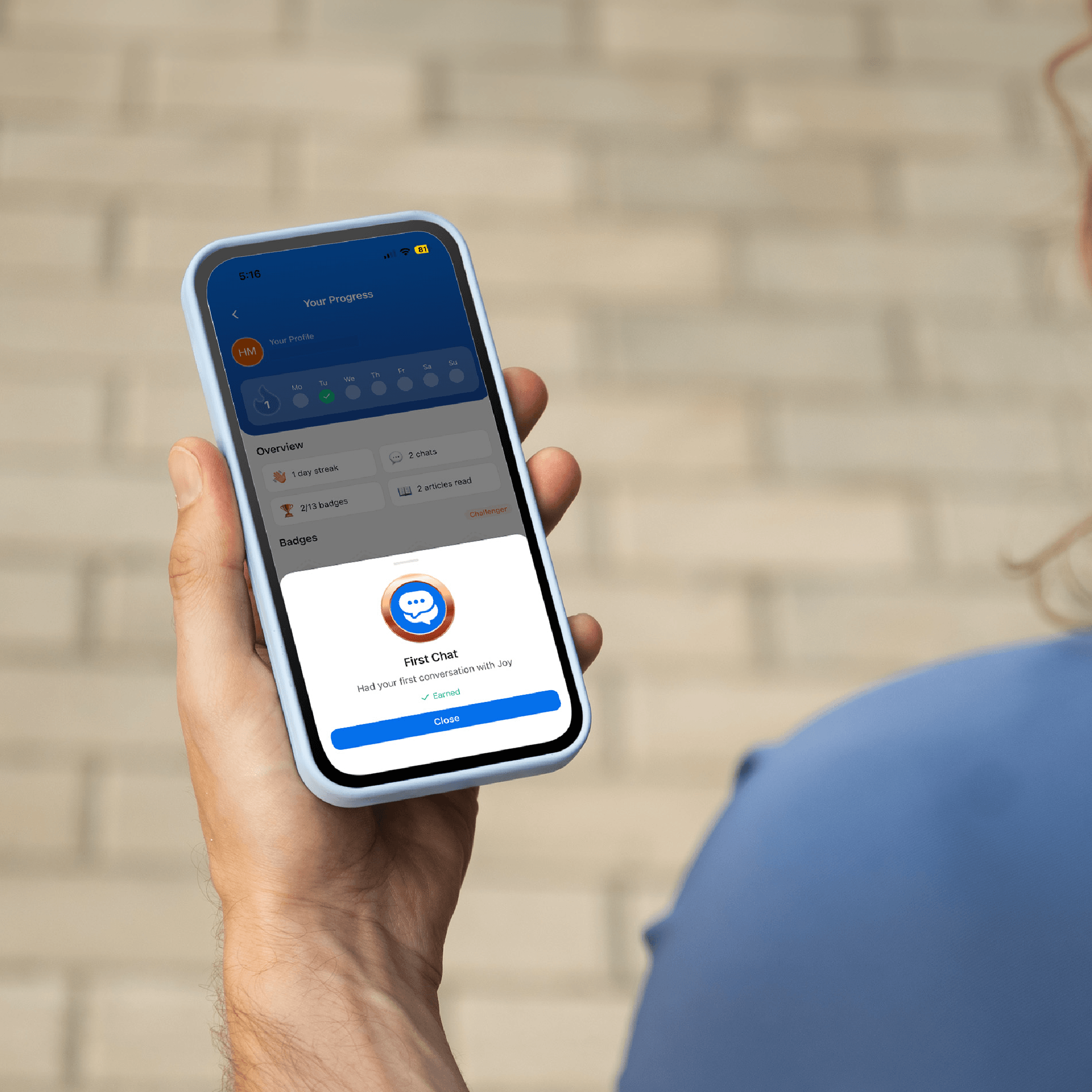 An image showing a progress badge on the Play Their Way app
