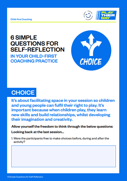 Interactice worksheet asking 6 simple questions for self-reflection in sessions with children to build in choice