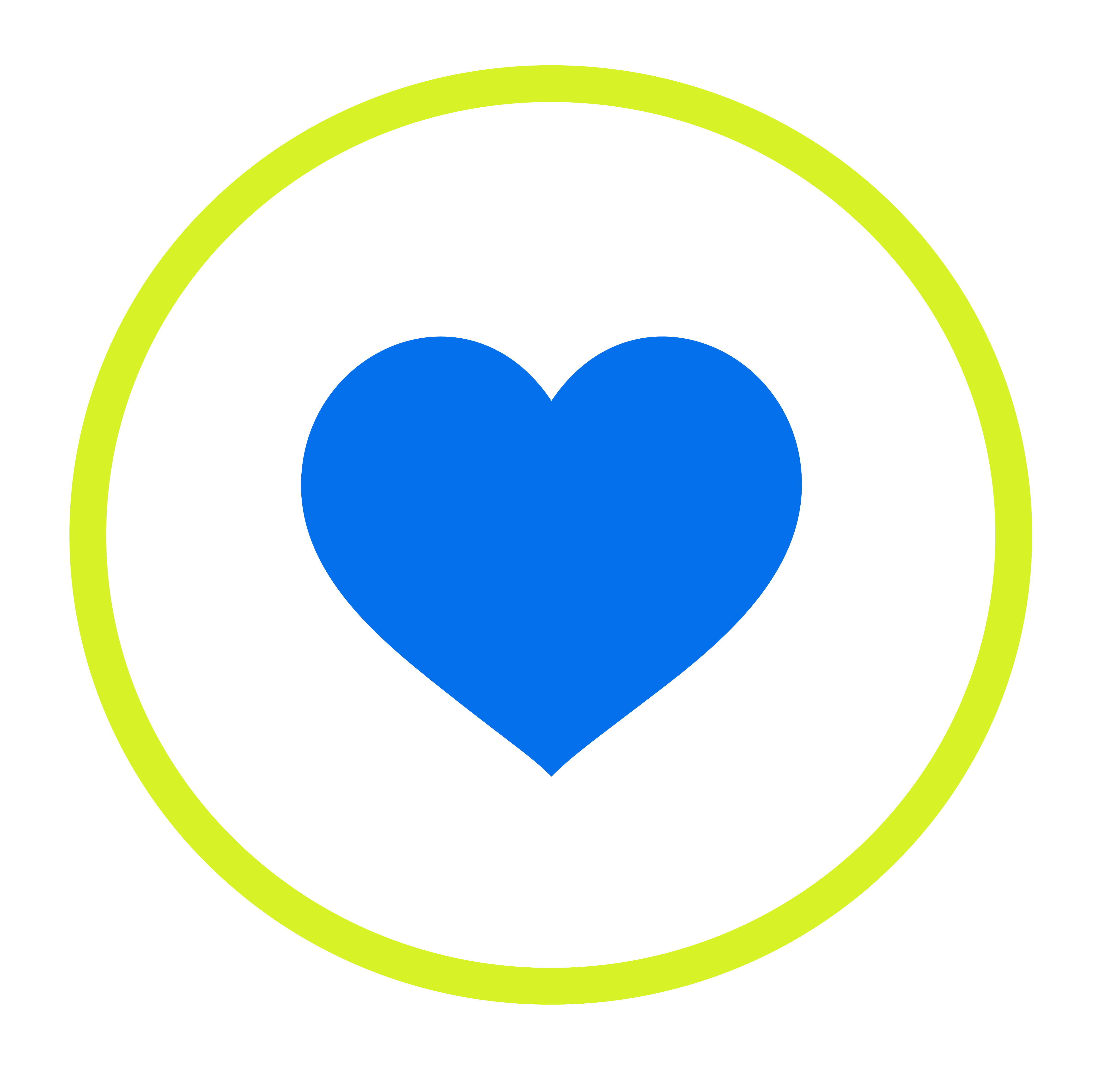 icon shape of a blue heart in a green circle