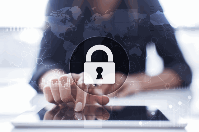Virtual screen with padlock icons